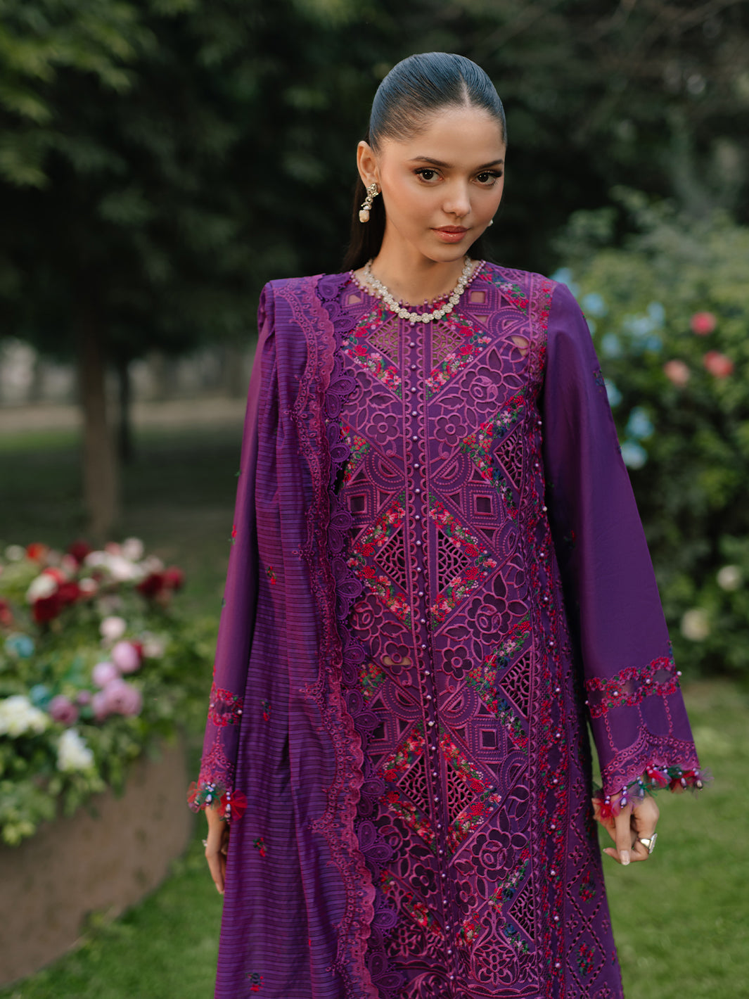 Bin Ilyas | Freesia Embroidered Lawn 25 | 105 - B by Bin Ilyas - Designer Dress - Type: Ladies Clothes - Available at Libayah - 100% Original