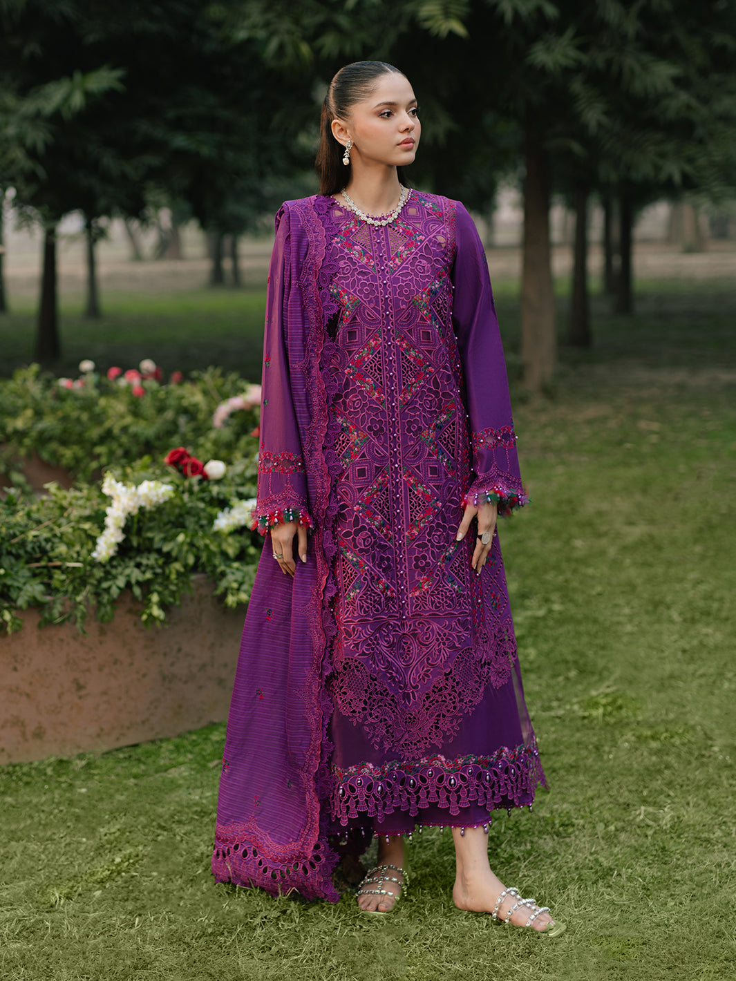 Bin Ilyas | Freesia Embroidered Lawn 25 | 105 - B by Bin Ilyas - Designer Dress - Type: Ladies Clothes - Available at Libayah - 100% Original
