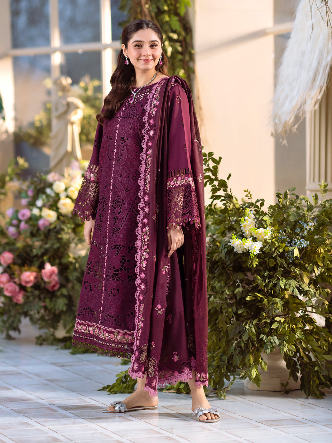 Bin Ilyas | Freesia Embroidered Lawn 25 | 106 - A by Bin Ilyas - Designer Dress - Type: Ladies Clothes - Available at Libayah - 100% Original