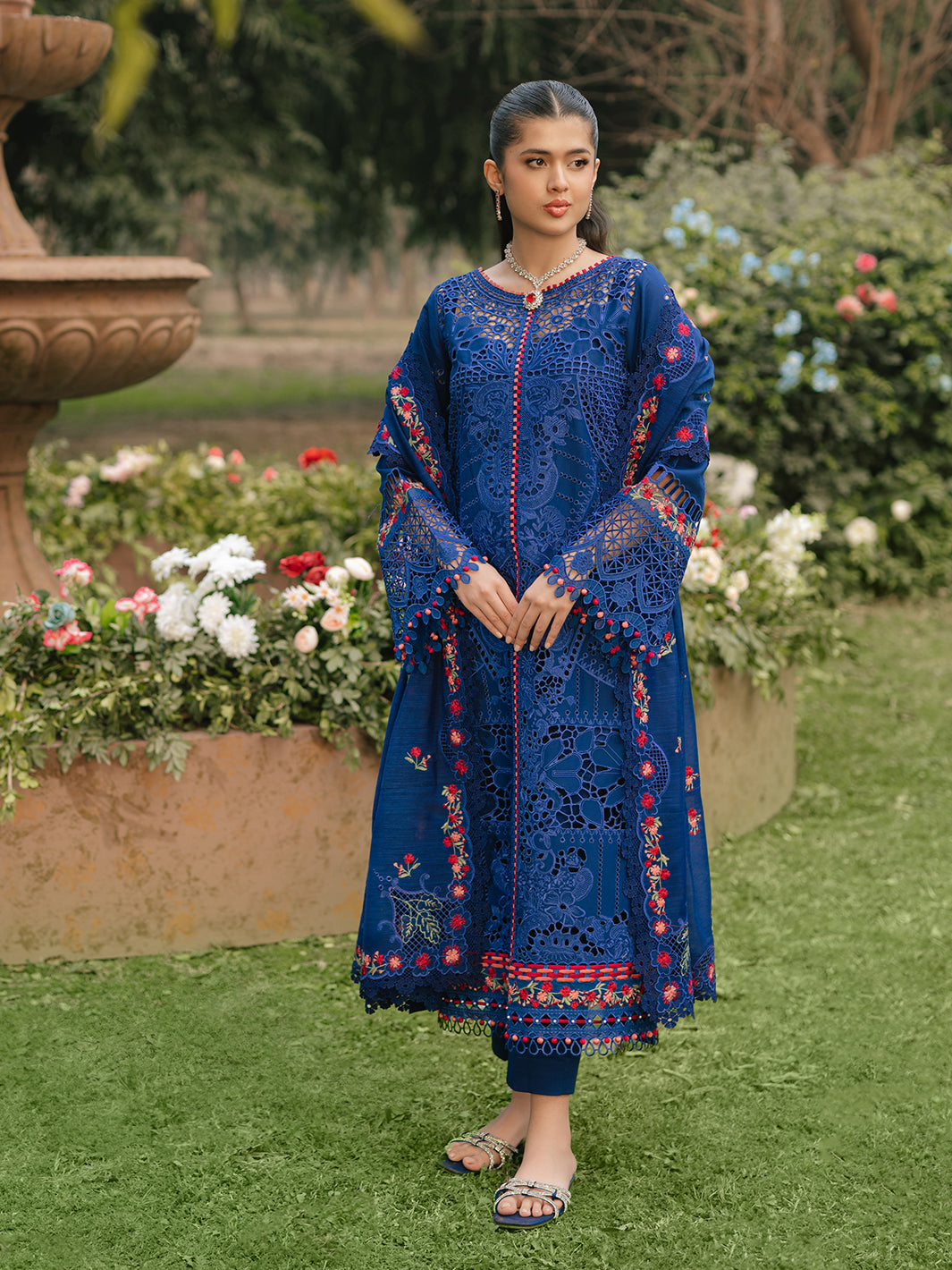 Bin Ilyas | Freesia Embroidered Lawn 25 | 106 - B by Bin Ilyas - Designer Dress - Type: Ladies Clothes - Available at Libayah - 100% Original