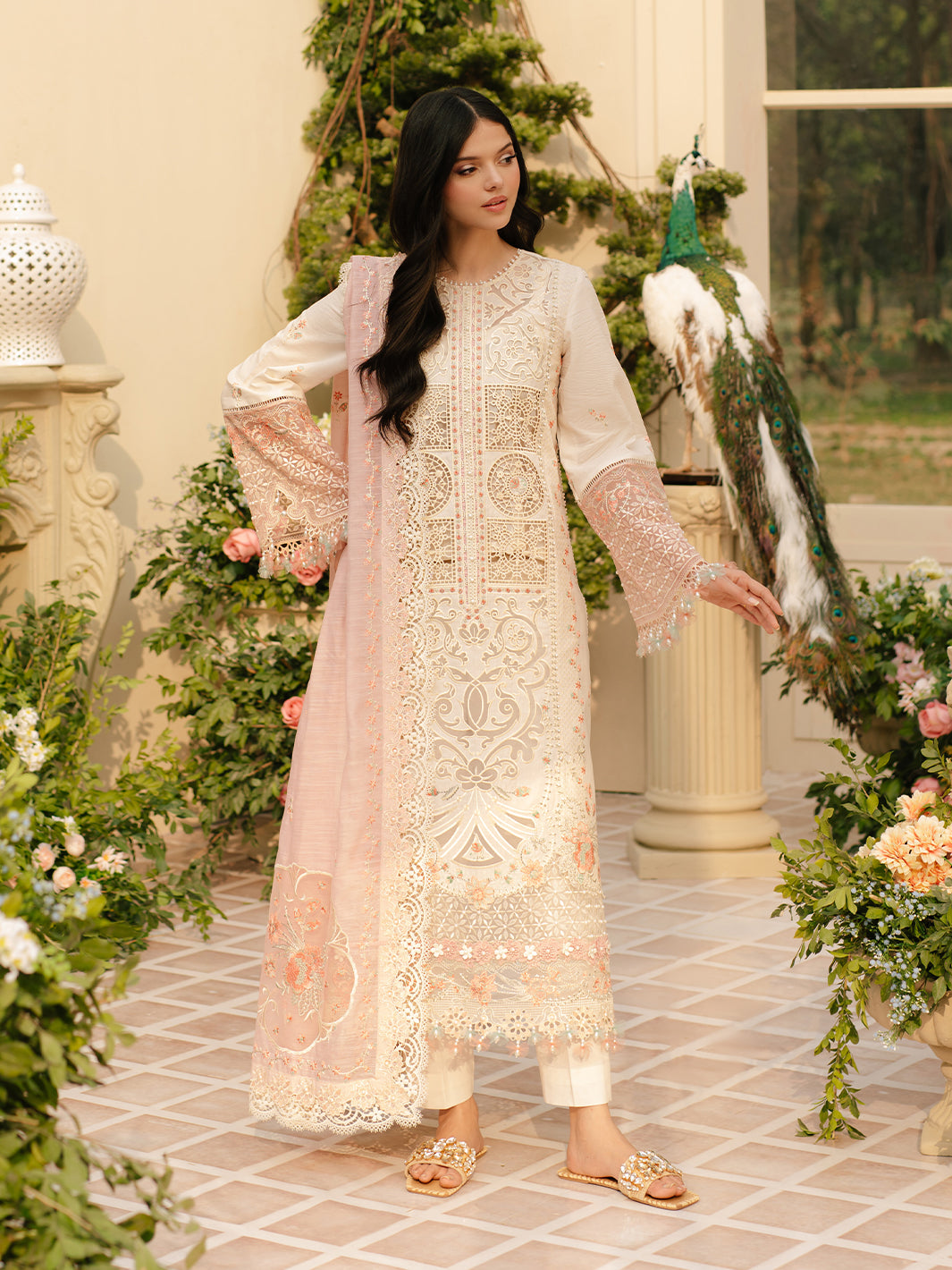 Bin Ilyas | Freesia Embroidered Lawn 25 | 107 - B by Bin Ilyas - Designer Dress - Type: Ladies Clothes - Available at Libayah - 100% Original