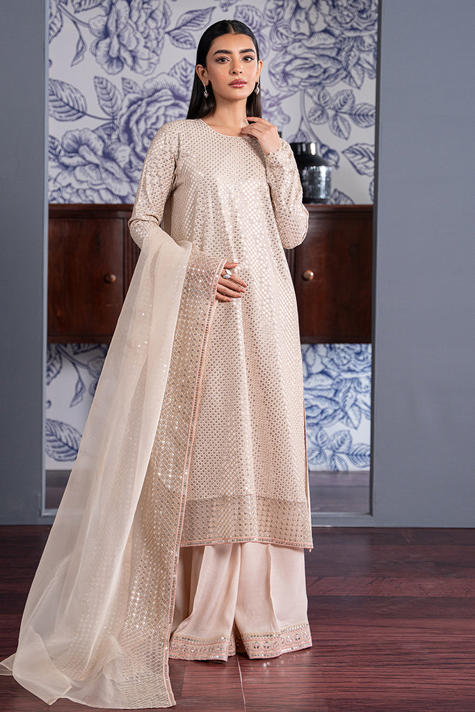 Cross Stitch | Luxury Pret | BISQUE SHELL by Cross Stitch - Designer Dress - Type: Luxury - Available at Libayah - 100% Original