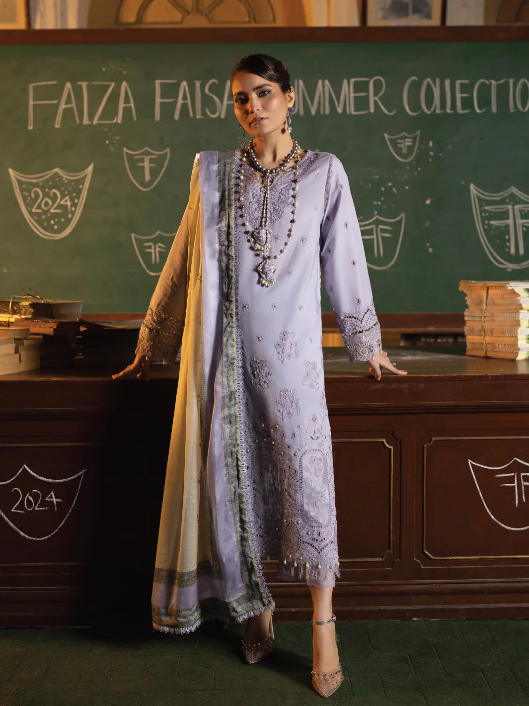 Faiza Faisal | Maya Luxury Lawn | Nazali by Faiza Faisal - Designer Dress - Type: Ladies Clothes - Available at Libayah - 100% Original