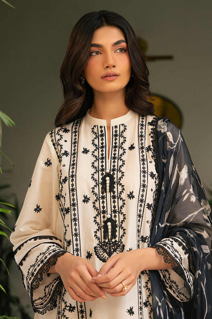Cross Stitch | Mahiri Embroidered Lawn 24 | IVORY NOIR by Cross Stitch - Designer Dress - Type: Ladies Clothes - Available at Libayah - 100% Original