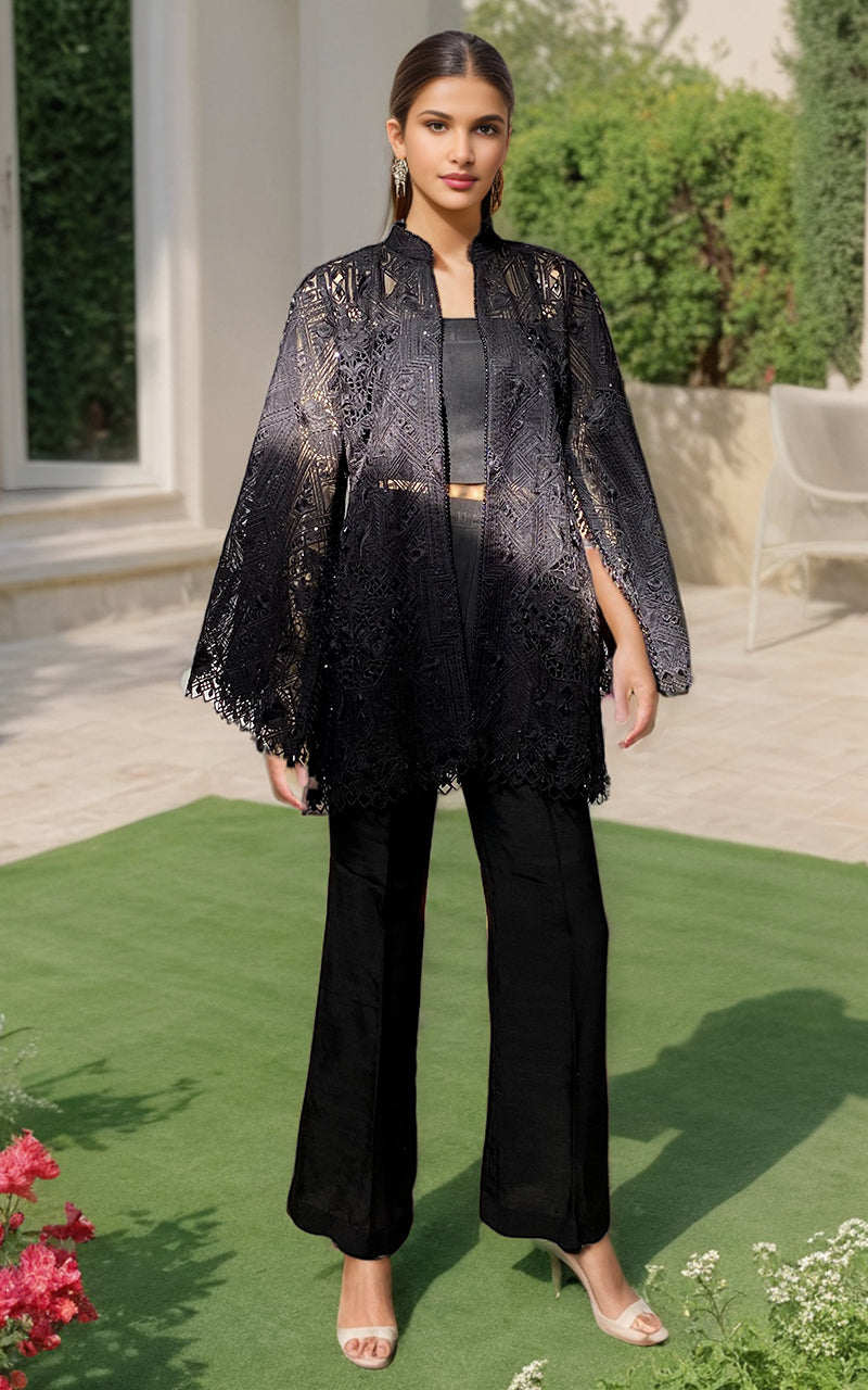 Threads and Motifs | Formal Dresses 25 | Organza Embroidered Jacket by Threads and Motifs - Designer Dress  - Type : Ladies Clothes - Available at Libayah - 100% Original 