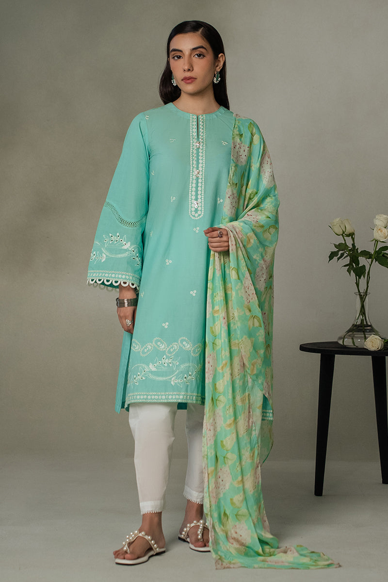 Cross Stitch | Eid Collection | SEA GREEN by Cross Stitch - Designer Dress - Type: Ladies Clothes - Available at Libayah - 100% Original