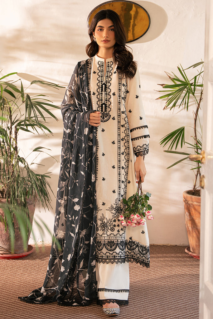 Cross Stitch | Mahiri Embroidered Lawn 24 | IVORY NOIR by Cross Stitch - Designer Dress - Type: Ladies Clothes - Available at Libayah - 100% Original