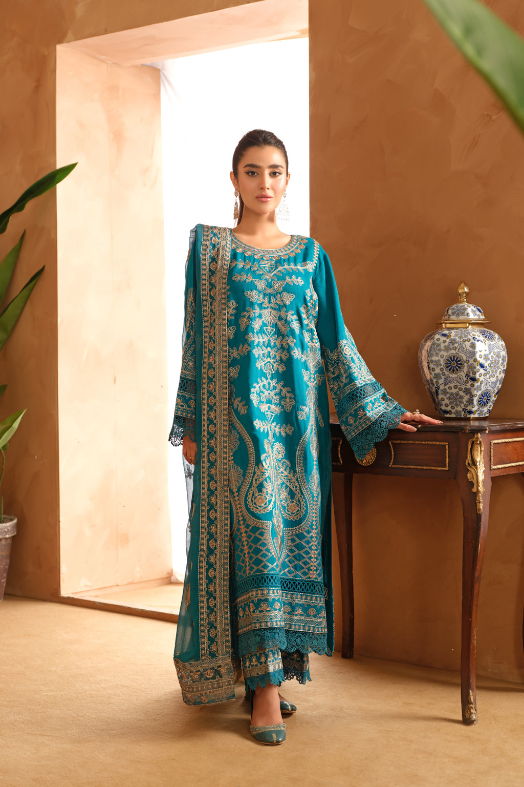 Johra | Shah Jahan Embroidered Viscose | JH-264-SJ by Johra - Designer Dress - Type: Luxury - Available at Libayah - 100% Original