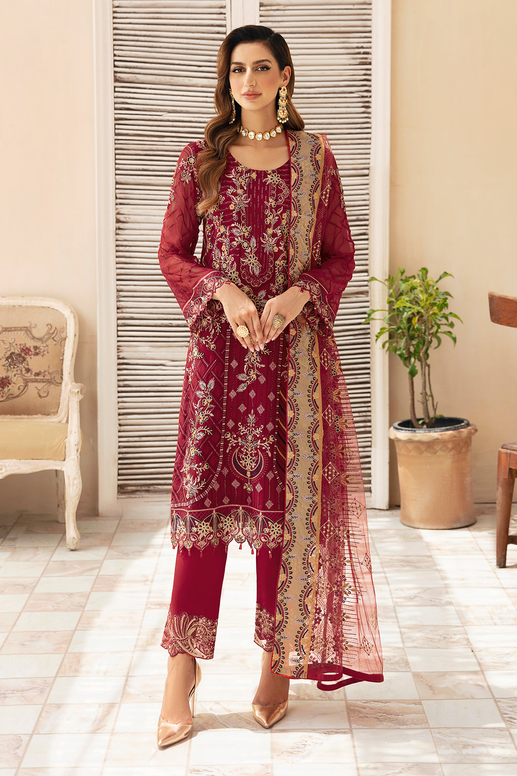 Ramsha | Chevron Chiffon Collection | A-907 by Ramsha - Designer Dress - Type: Ladies Clothes - Available at Libayah - 100% Original