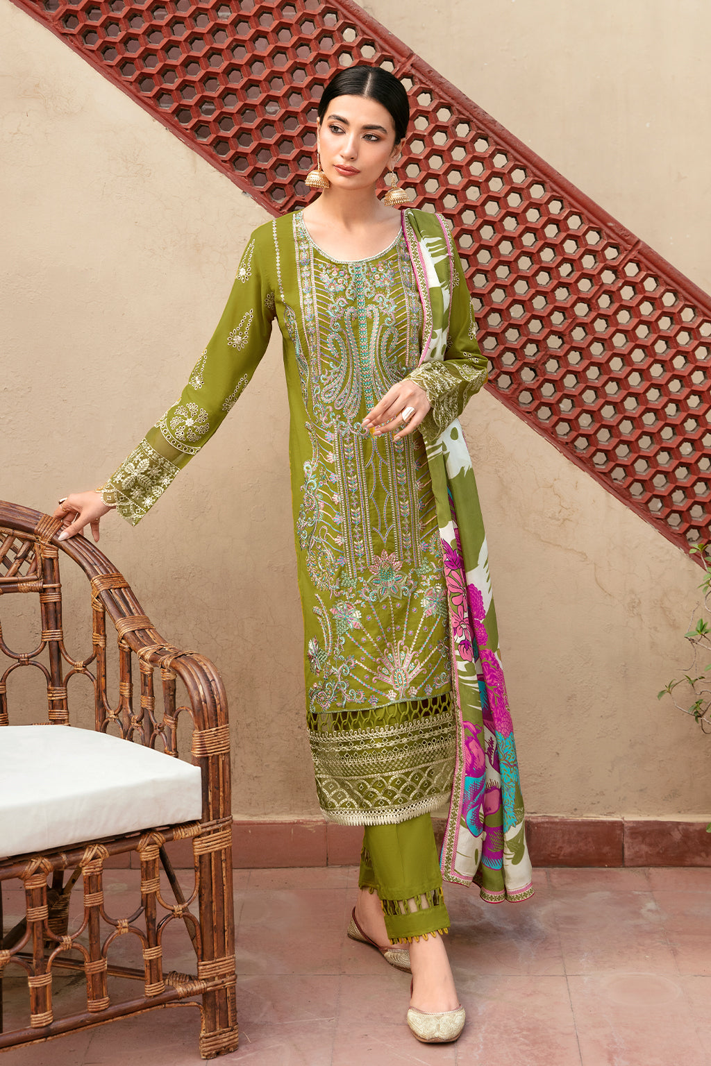 Ramsha | Mashaal Luxury Lawn | L-807 by Ramsha - Designer Dress - Type: Ladies Clothes - Available at Libayah - 100% Original