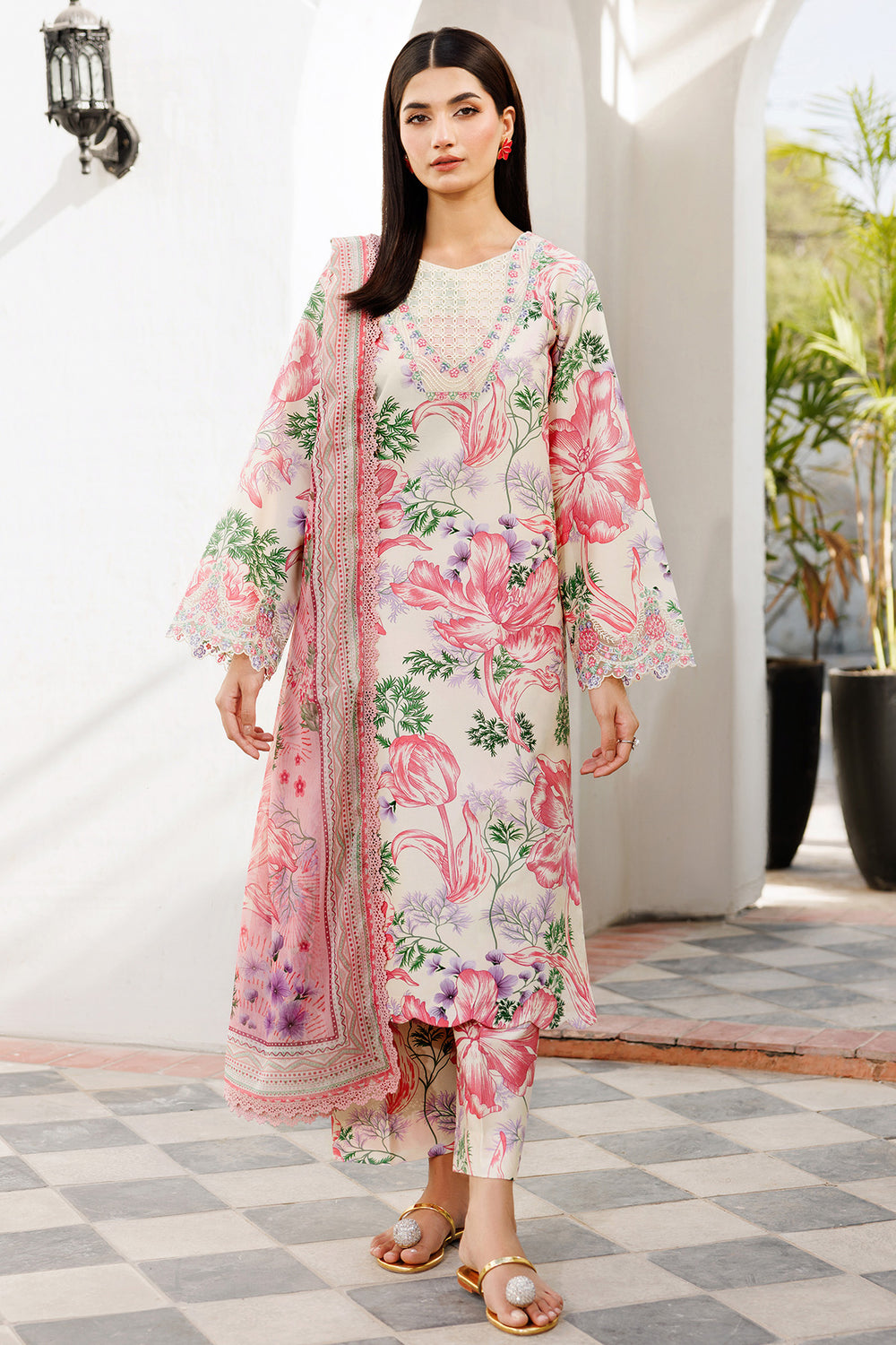 Farasha | Printed Essentials | Ivory Petal by Farasha - Designer Dress  - Type : Ladies Clothes - Available at Libayah - 100% Original 