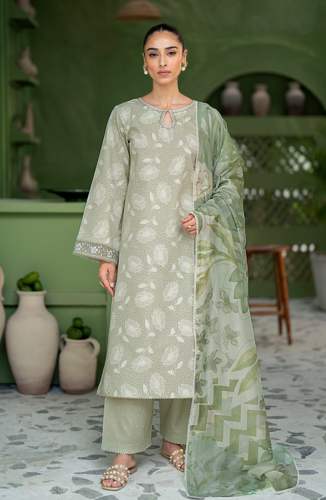 Seran | Artisan Lawn 25 | PISTACHE by Seran - Designer Dress - Type: Ladies Clothes - Available at Libayah - 100% Original