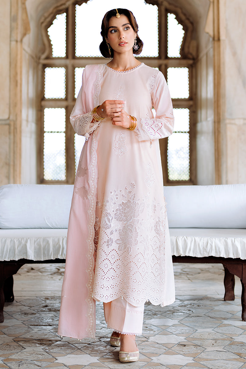 Cross Stitch | Eid Lawn Edit 25 | PEACH BLUSH by Cross Stitch - Designer Dress - Type: Ladies Clothes - Available at Libayah - 100% Original
