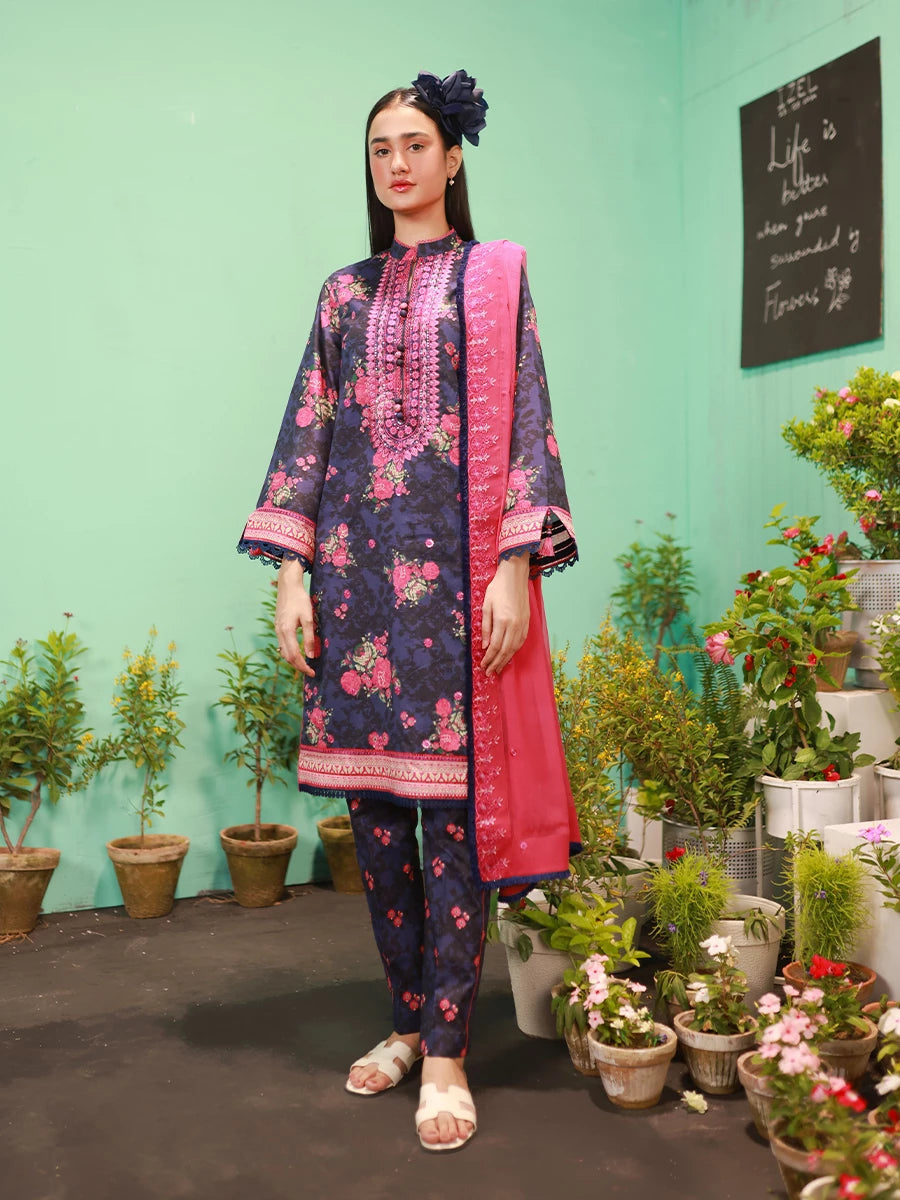 Salitex | Izel Lawn 24 | DAISY- LUXURY LAWN EMBROIDERED SUIT by Salitex - Designer Dress - Type: Casuals - Available at Libayah - 100% Original