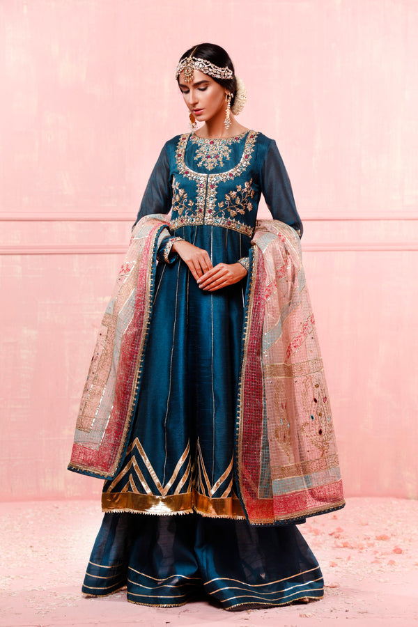 Wahajmkhan | Festive Fiesta Formals | TEAL LOVE by Wahaj M.Khan - Designer Dress - Type: Ladies Clothes - Available at Libayah - 100% Original