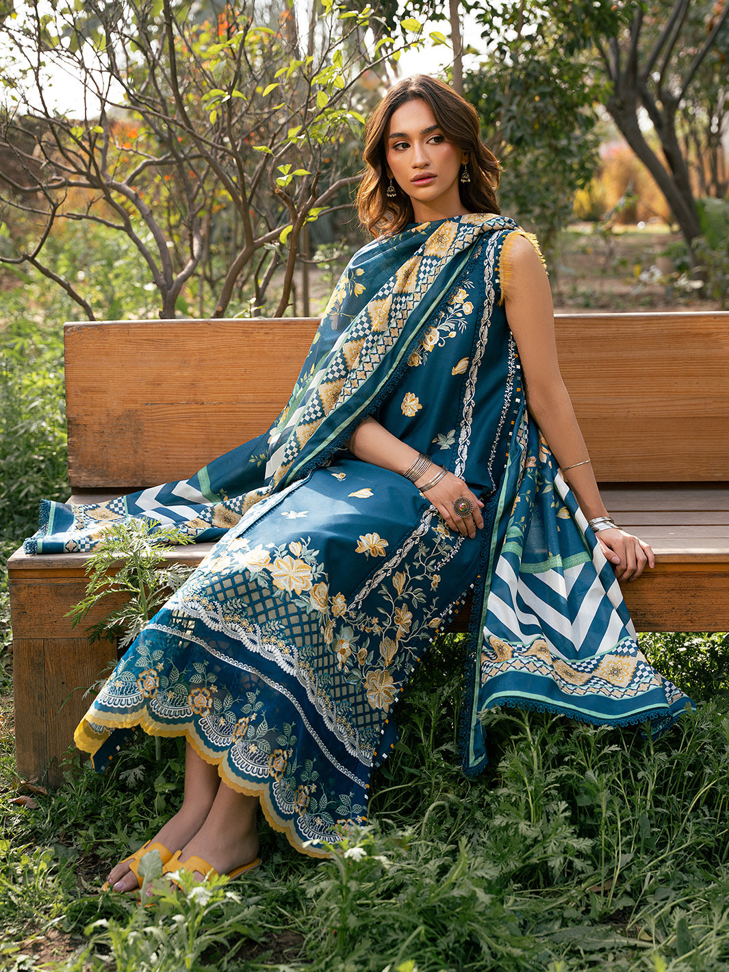 Bin Ilyas | Hazel Printed Lawn 25 | 2077 - B by Bin Ilyas - Designer Dress - Type: Ladies Clothes - Available at Libayah - 100% Original