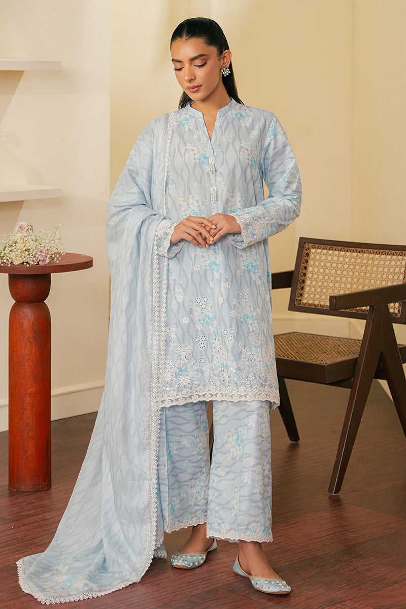 Cross Stitch | Embroidered Lawn Mahiri 24 | BALLARD BLUE by Cross Stitch - Designer Dress - Type: Luxury - Available at Libayah - 100% Original