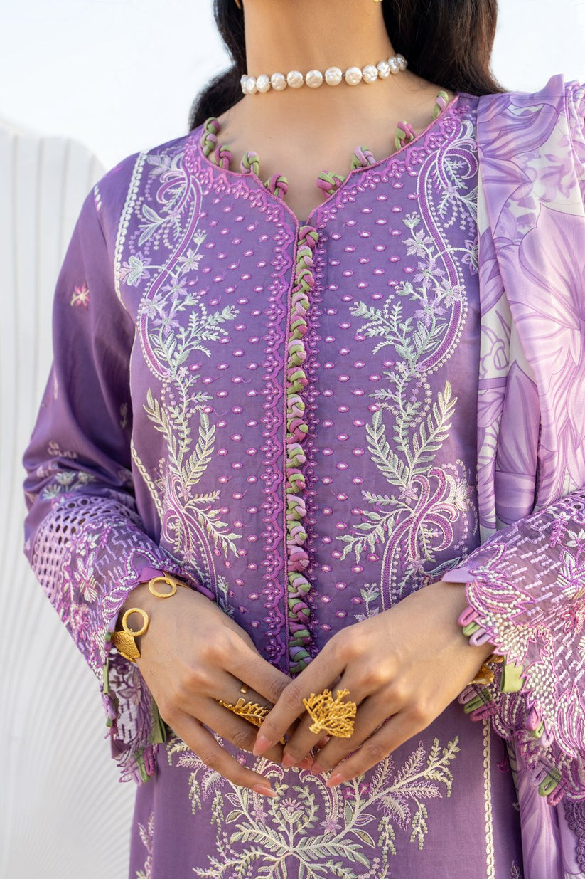 Aabyaan | Saagar Luxury Lawn 25 | ZARQA (AS-01) by Aabyaan - Designer Dress - Type: Ladies Clothes - Available at Libayah - 100% Original
