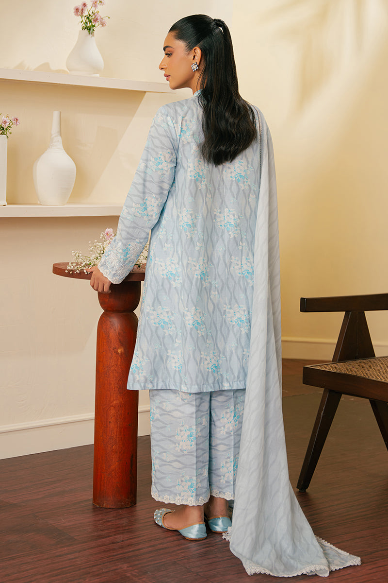 Cross Stitch | Embroidered Lawn Mahiri 24 | BALLARD BLUE by Cross Stitch - Designer Dress - Type: Luxury - Available at Libayah - 100% Original