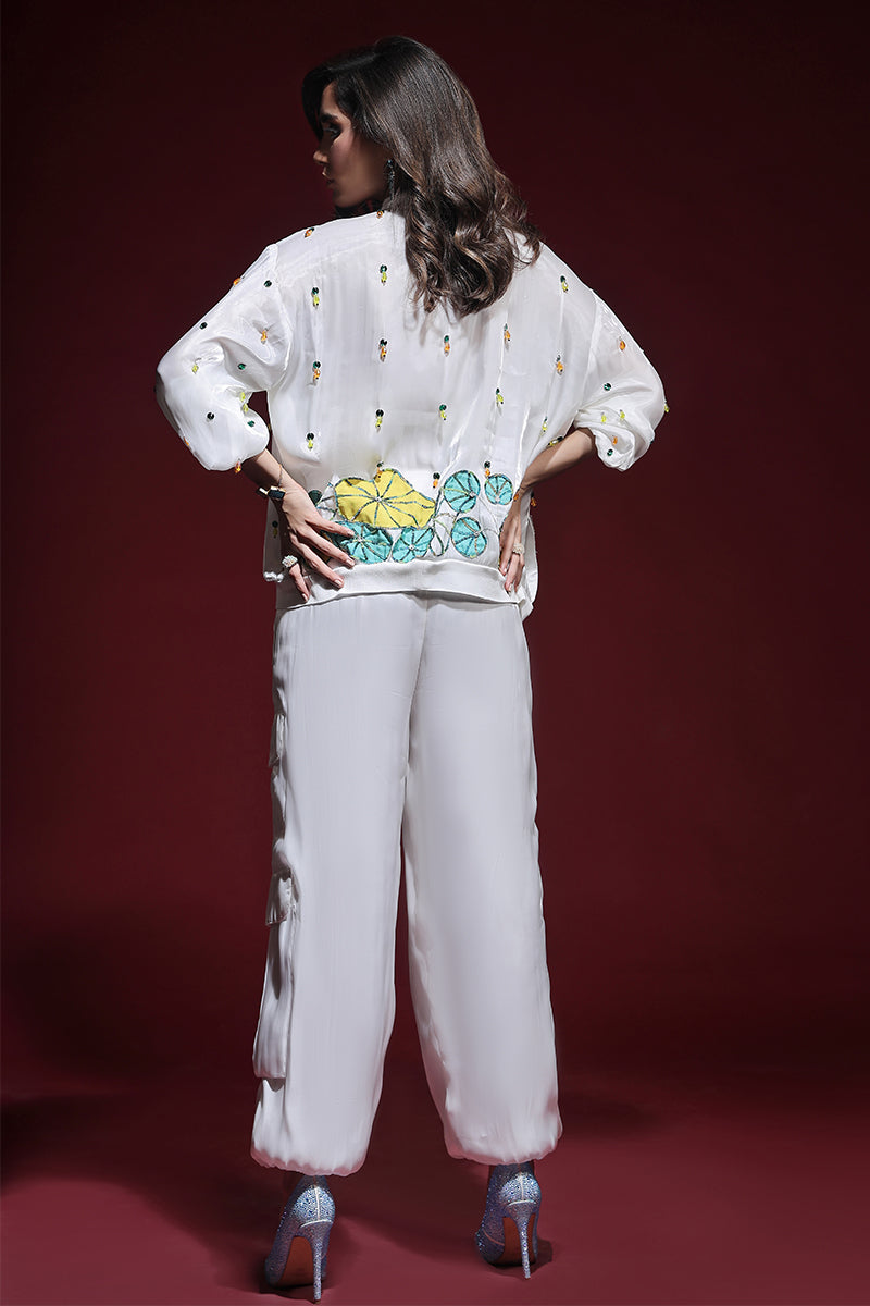 Wardha Saleem | Luxury Pret Fusion Wear | ZARA BOMBER JACKET WITH CARGO PANTS (2PC) by Wardha Saleem - Designer Dress - Type: Ladies Clothes - Available at Libayah - 100% Original