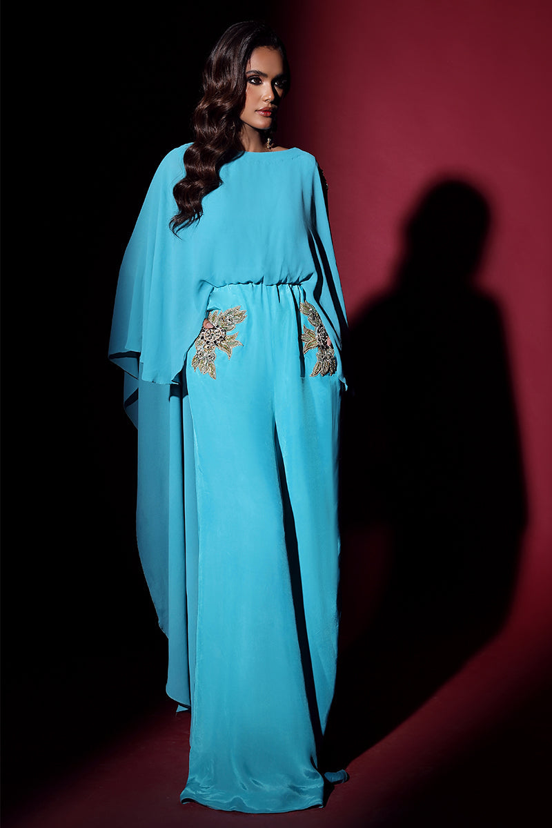 Wardha Saleem | Luxury Pret Fusion Wear | VOGUE JUMPSUIT DRAPE (1PC) by Wardha Saleem - Designer Dress - Type: Ladies Clothes - Available at Libayah - 100% Original