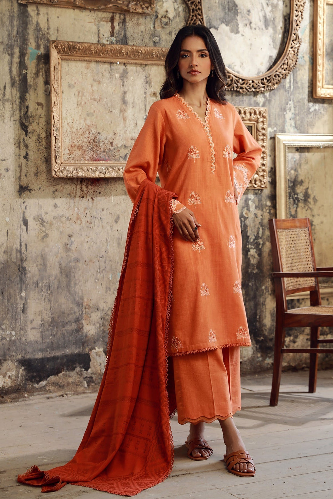 Sahar | Winter Collection | Apricot Ember by Sahar - Designer Dress - Type: Ladies Clothes - Available at Libayah - 100% Original
