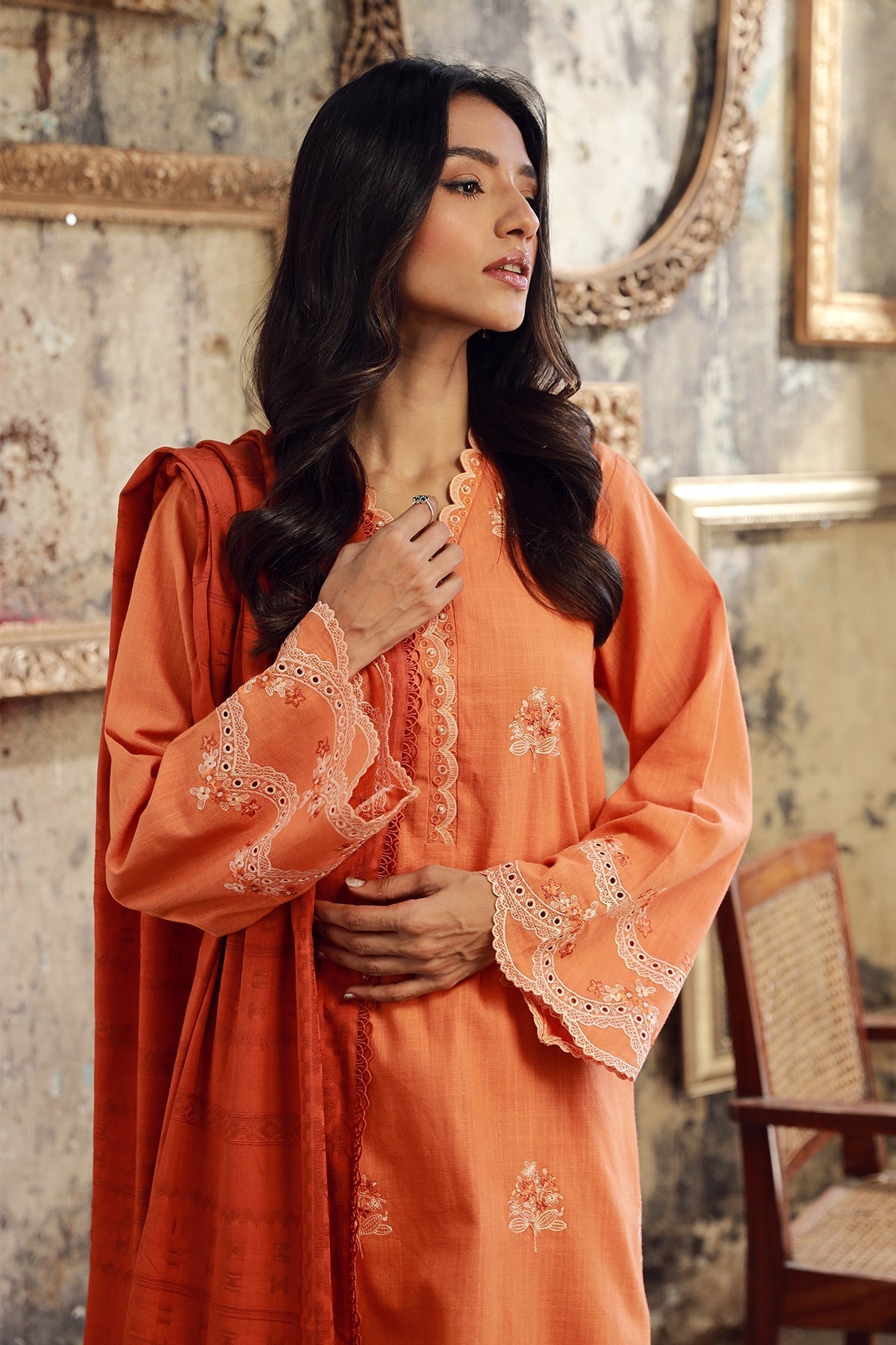 Sahar | Winter Collection | Apricot Ember by Sahar - Designer Dress - Type: Ladies Clothes - Available at Libayah - 100% Original