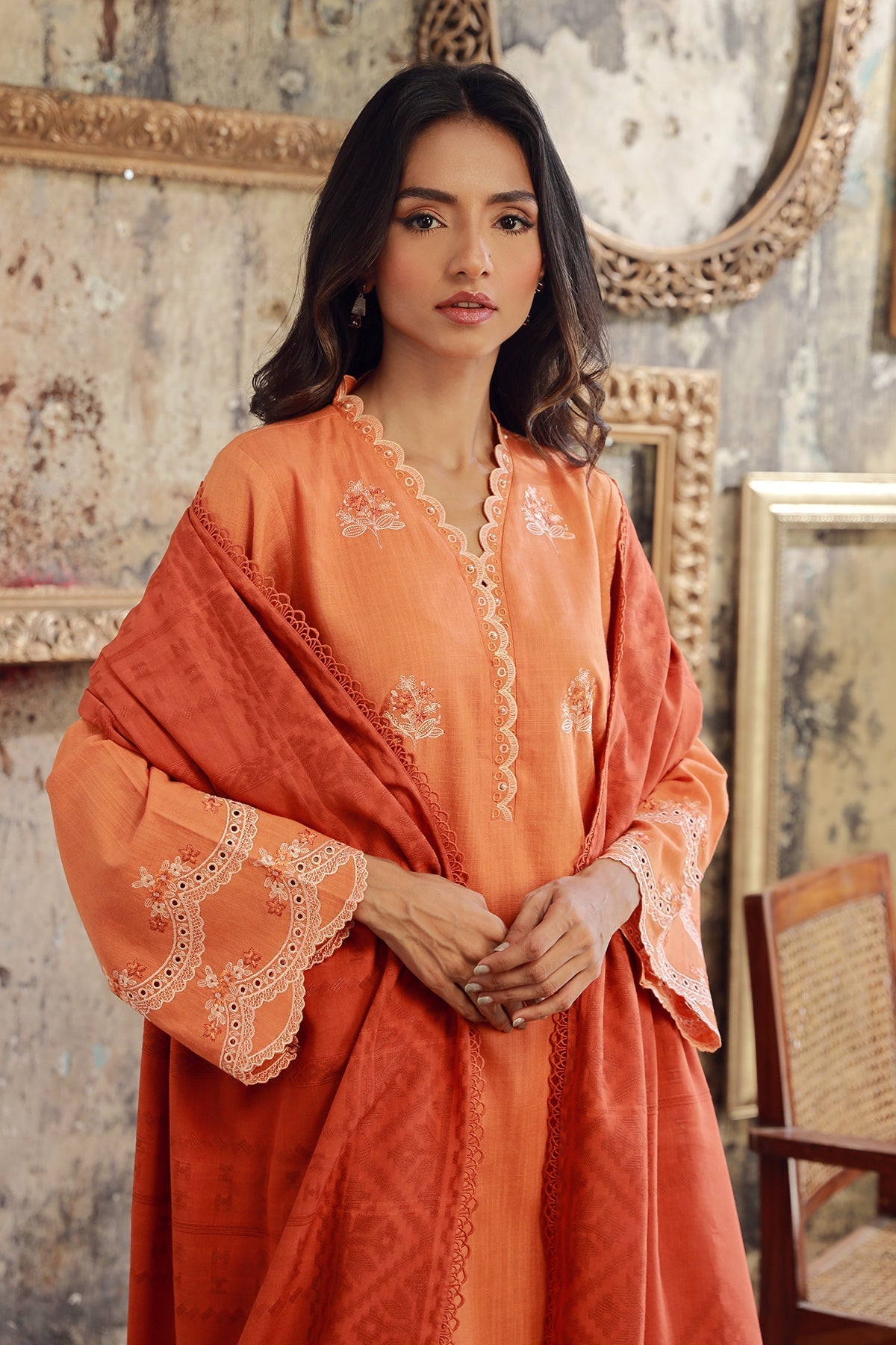 Sahar | Winter Collection | Apricot Ember by Sahar - Designer Dress - Type: Ladies Clothes - Available at Libayah - 100% Original