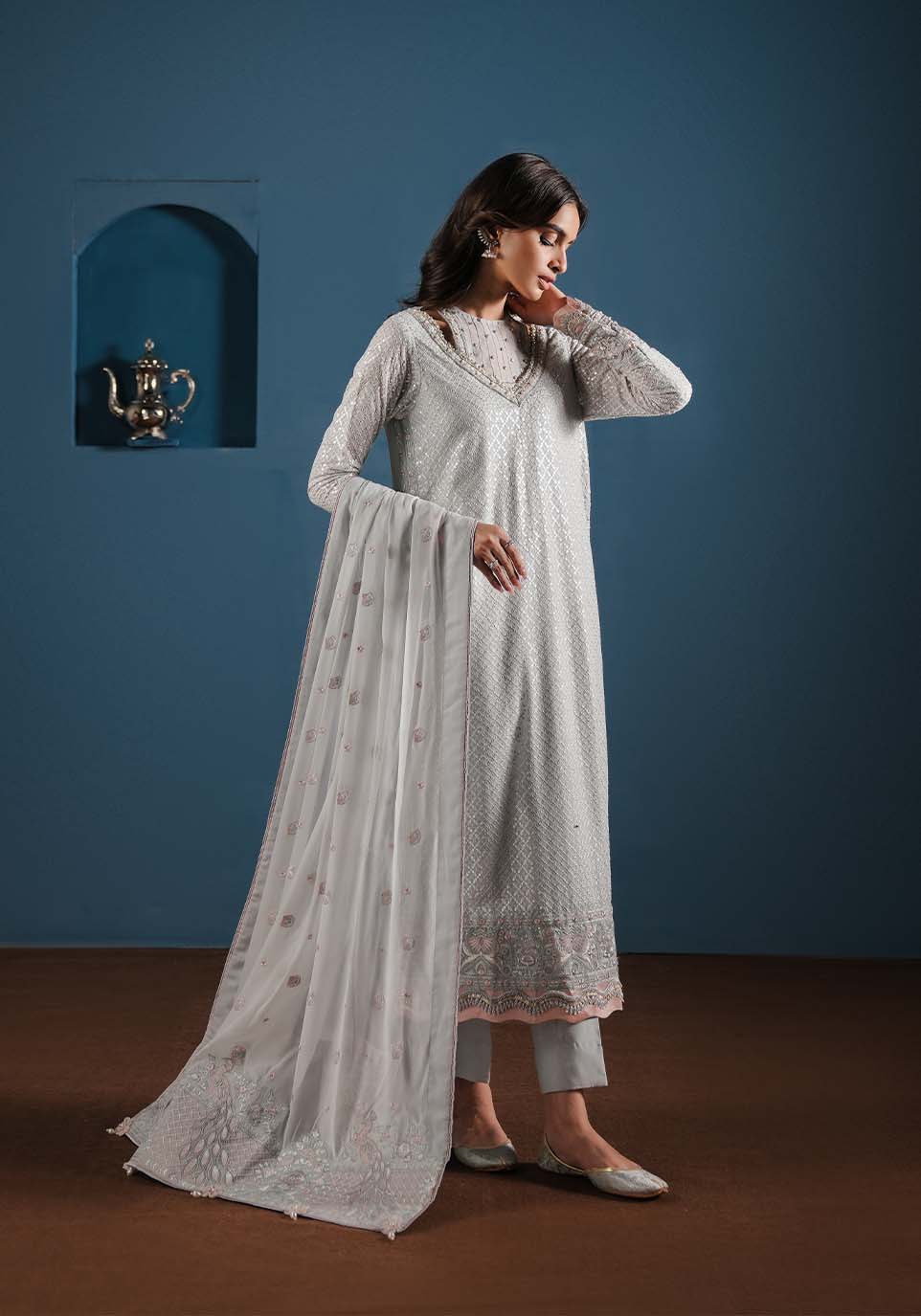 Zarqash | Lakhnawi Festive Chiffon 24 |  ZQL 004A NOOR by Zarqash - Designer Dress - Type: Ladies Clothes - Available at Libayah - 100% Original