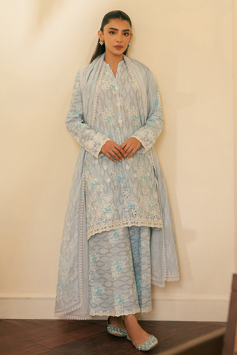 Cross Stitch | Embroidered Lawn Mahiri 24 | BALLARD BLUE by Cross Stitch - Designer Dress - Type: Luxury - Available at Libayah - 100% Original