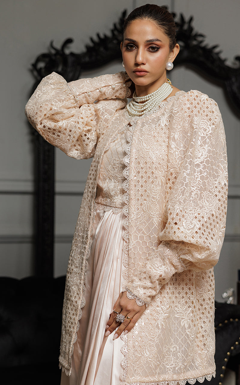 Threads and Motifs | Formal Dresses 25 | Organza Embroidered Jacket With Embroidered Tube And Skirt by Threads and Motifs - Designer Dress  - Type : Ladies Clothes - Available at Libayah - 100% Original 
