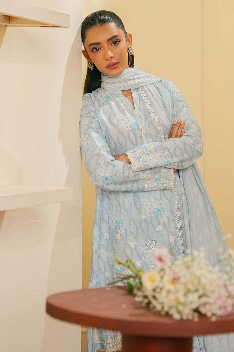 Cross Stitch | Embroidered Lawn Mahiri 24 | BALLARD BLUE by Cross Stitch - Designer Dress - Type: Luxury - Available at Libayah - 100% Original