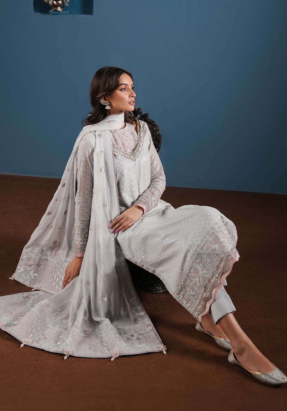 Zarqash | Lakhnawi Festive Chiffon 24 |  ZQL 004A NOOR by Zarqash - Designer Dress - Type: Ladies Clothes - Available at Libayah - 100% Original