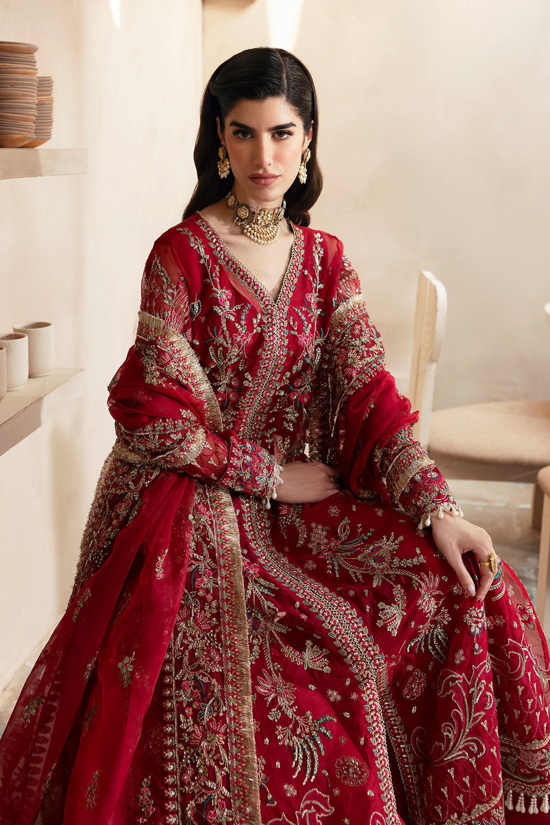Emaan Adeel | Clay Couture | CARMINE by Emaan Adeel - Designer Dress - Type: Ladies Clothes - Available at Libayah - 100% Original