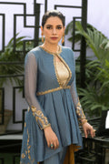Wahaj M.Khan | Nureh Wedding Formals | Grey Asymmetric Jacket by Wahaj M.Khan - Designer Dress - Type: Ladies Clothes - Available at Libayah - 100% Original