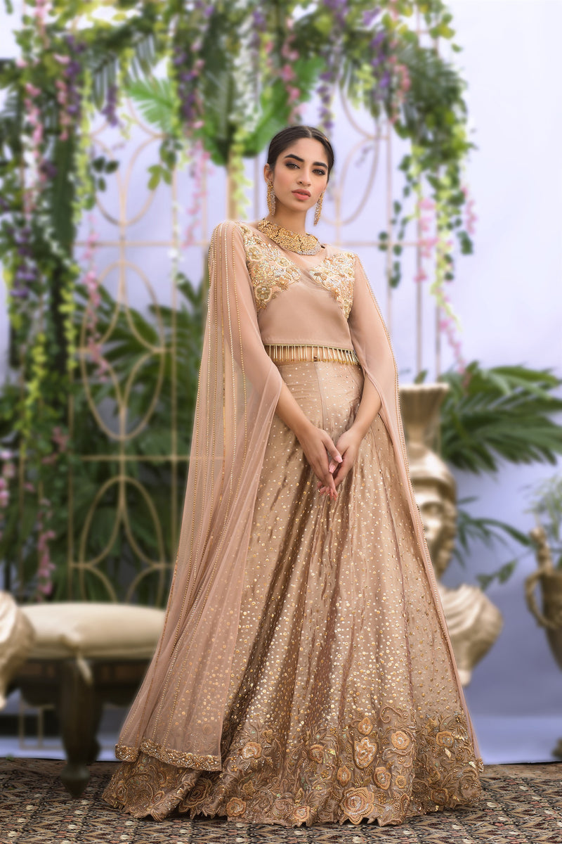 Wahaj M.Khan | Nureh Wedding Formals | Rose Gold Lenga and Choli by Wahaj M.Khan - Designer Dress - Type: Ladies Clothes - Available at Libayah - 100% Original