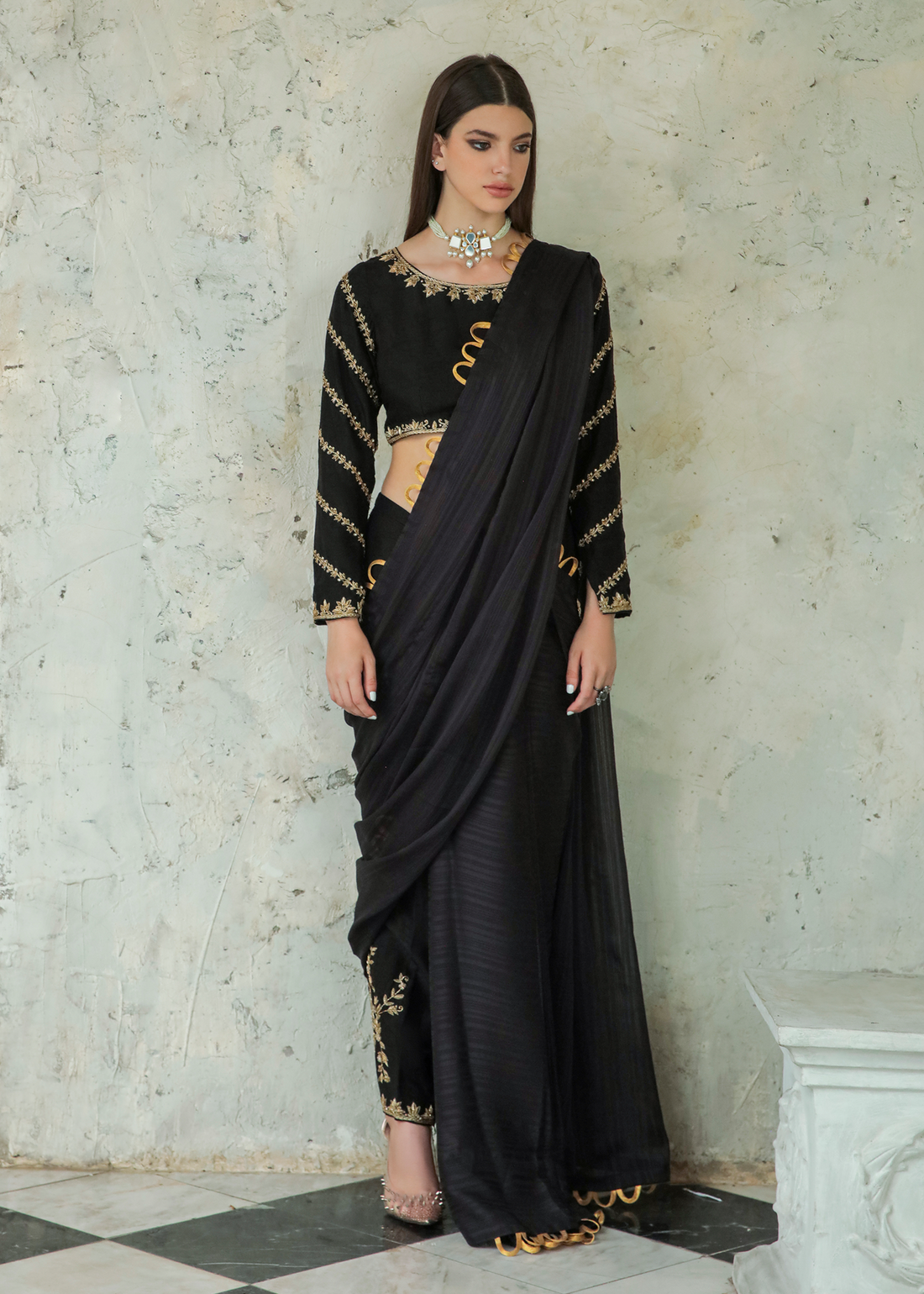 Purple Haze Pret Studio | Apsara Formals | Black Saree Pants by Purple Haze - Designer Dress - Type: Ladies Clothes - Available at Libayah - 100% Original
