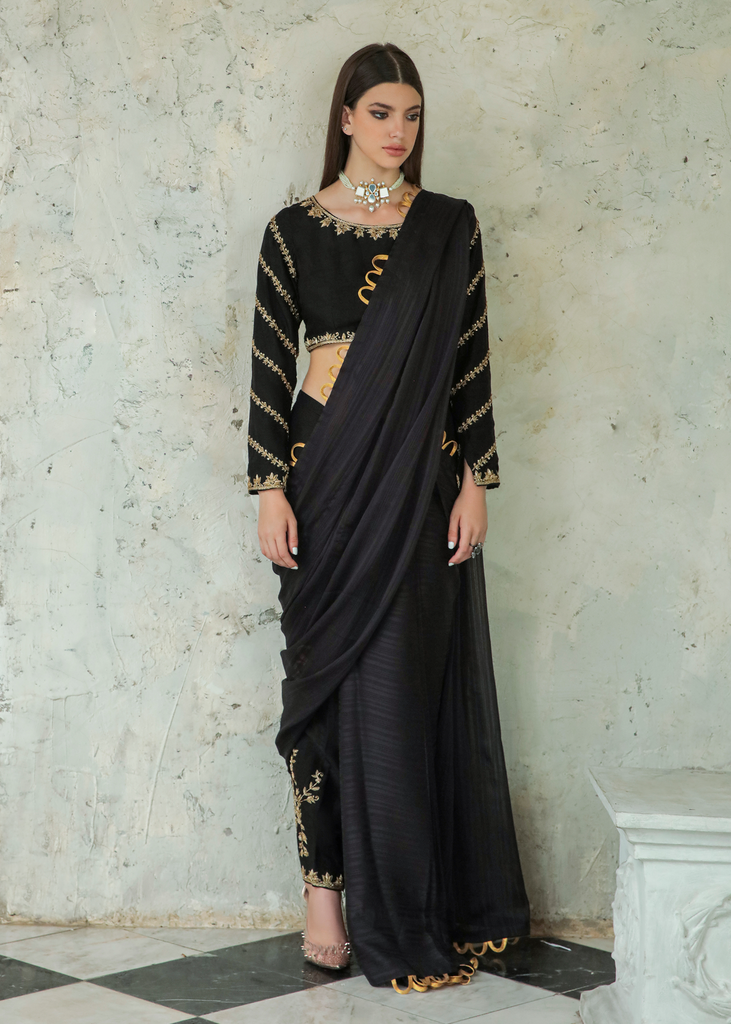Purple Haze Pret Studio | Apsara Formals | Black Saree Pants by Purple Haze - Designer Dress - Type: Ladies Clothes - Available at Libayah - 100% Original