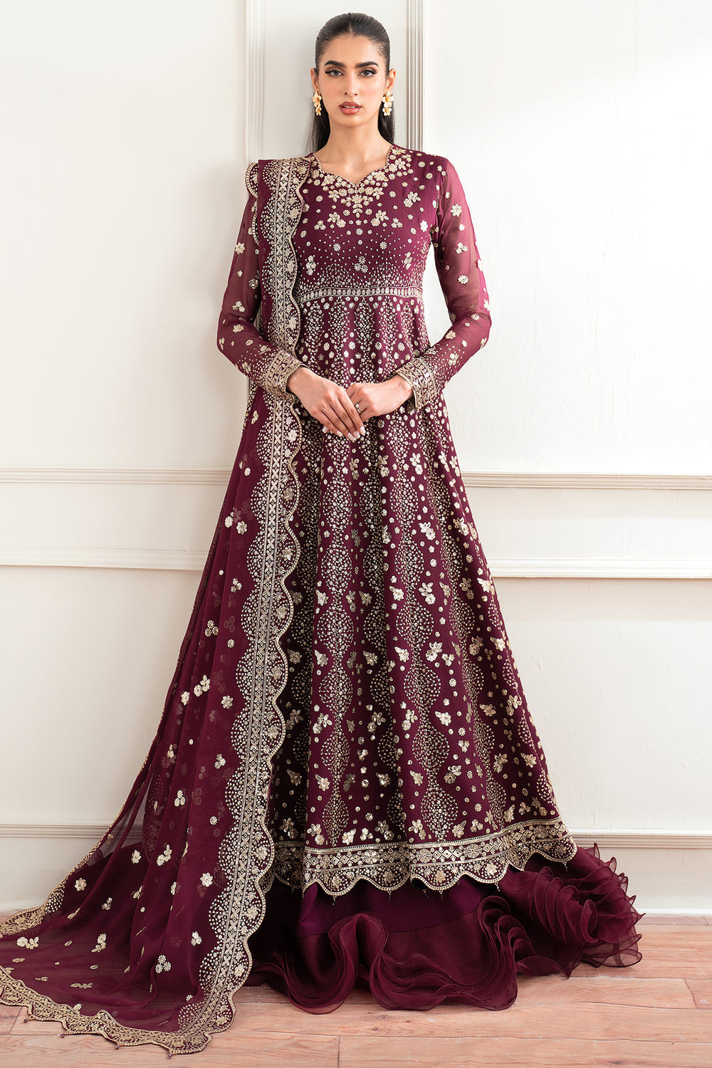 Farasha | Essence Formals 25 | Maroon Empress by Farasha - Designer Dress  - Type : Ladies Clothes - Available at Libayah - 100% Original 