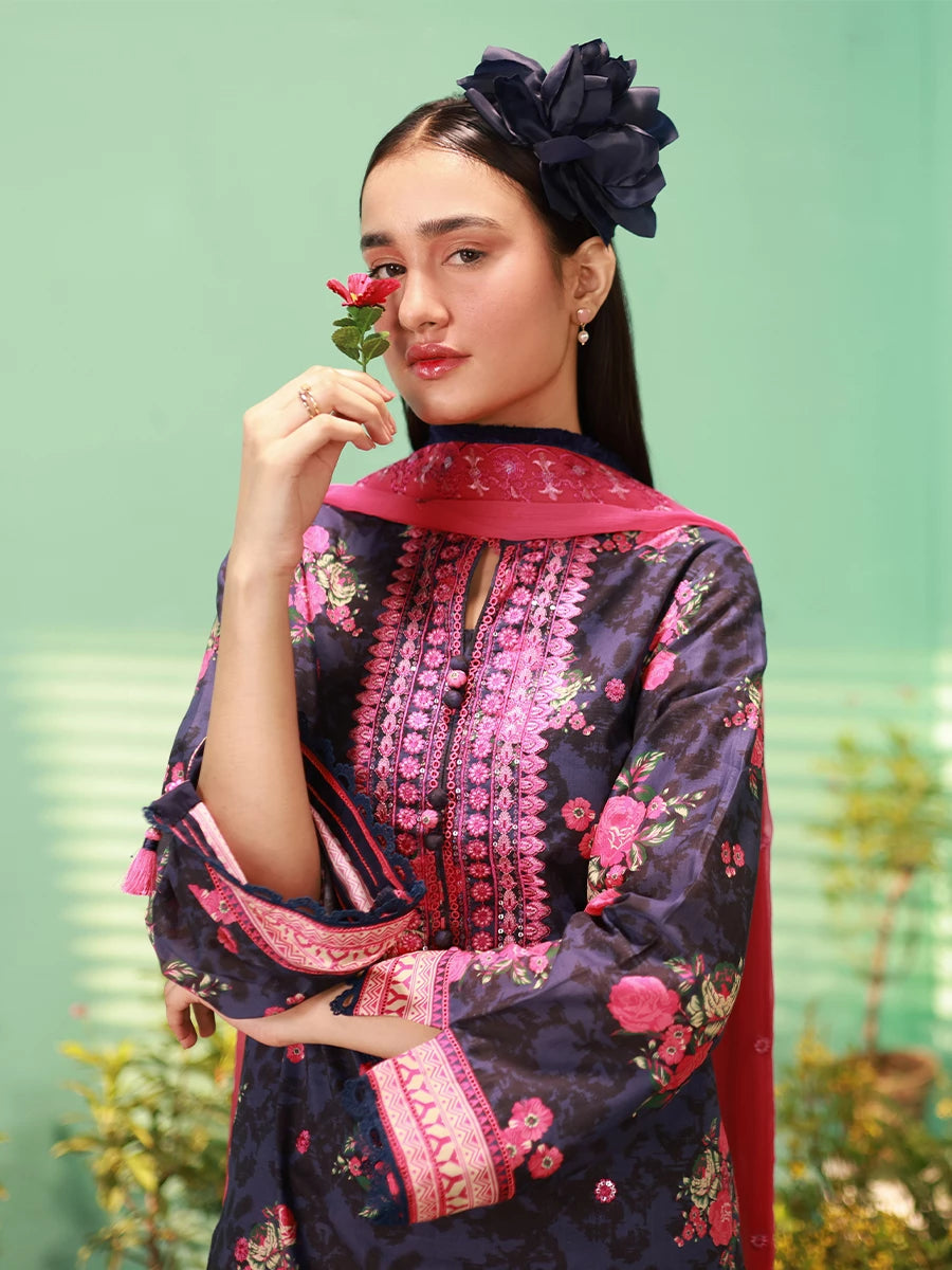 Salitex | Izel Lawn 24 | DAISY- LUXURY LAWN EMBROIDERED SUIT by Salitex - Designer Dress - Type: Casuals - Available at Libayah - 100% Original