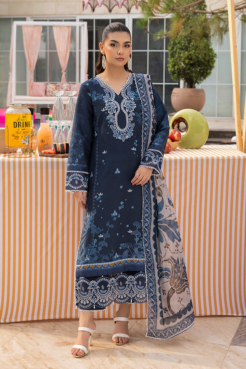Saad Shaikh | Lawn 25 | Navy Blue - Blue Mirage by Saad Shaikh - Designer Dress - Type: Ladies Clothes - Available at Libayah - 100% Original