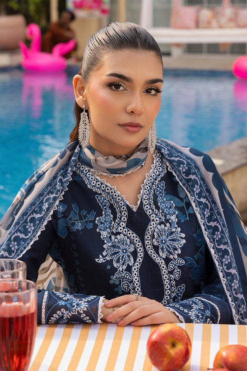 Saad Shaikh | Lawn 25 | Navy Blue - Blue Mirage by Saad Shaikh - Designer Dress - Type: Ladies Clothes - Available at Libayah - 100% Original
