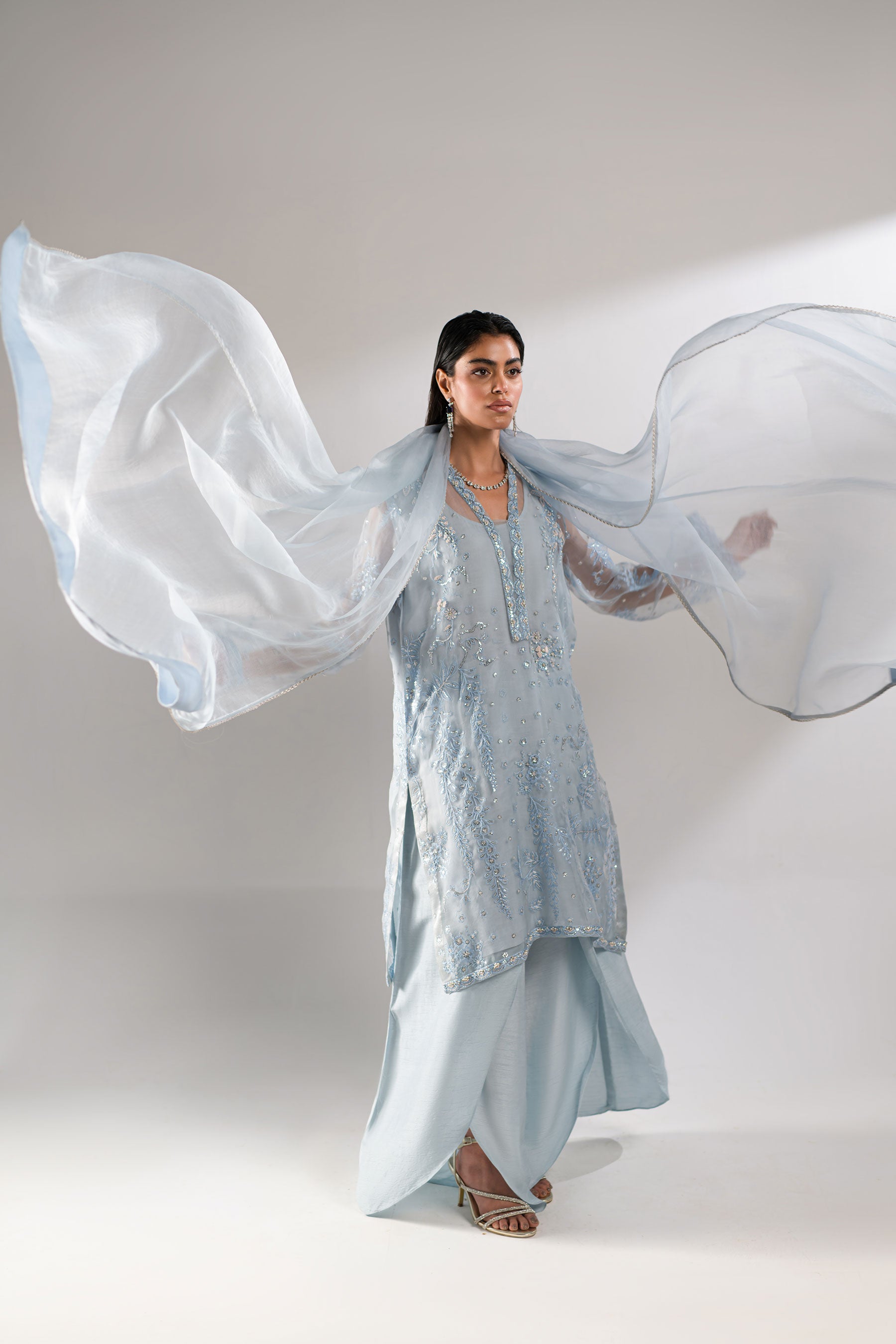 Ammara Khan | Lily Luxury Formals 24 | COOL BLUE CO-ORD SET (D-08) by Ammara Khan - Designer Dress - Type: Ladies Clothes - Available at Libayah - 100% Original