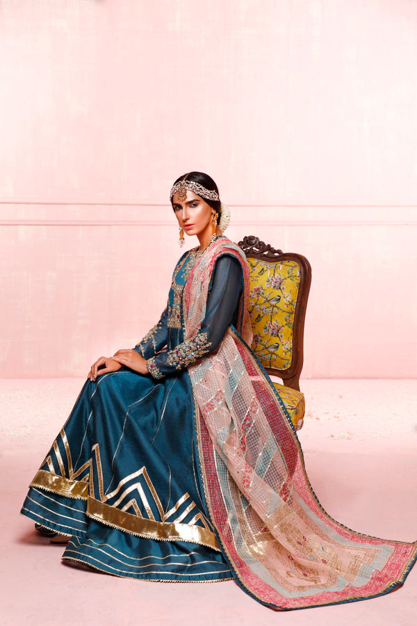 Wahajmkhan | Festive Fiesta Formals | TEAL LOVE by Wahaj M.Khan - Designer Dress - Type: Ladies Clothes - Available at Libayah - 100% Original