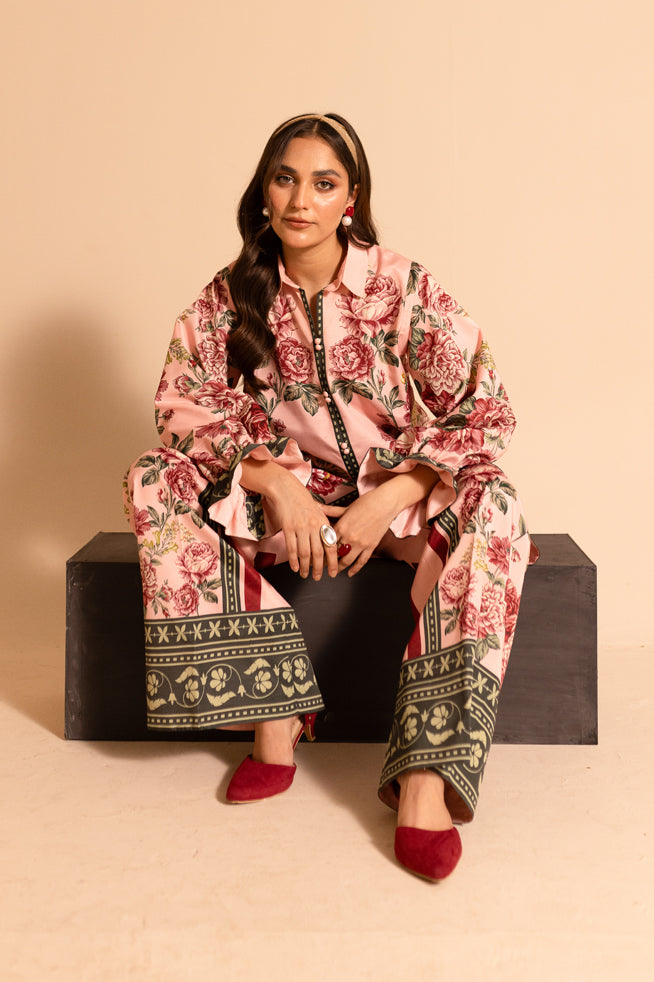 Fozia Khalid | Print Edit | Coral by Fozia Khalid - Designer Dress - Type: Casuals - Available at Libayah - 100% Original