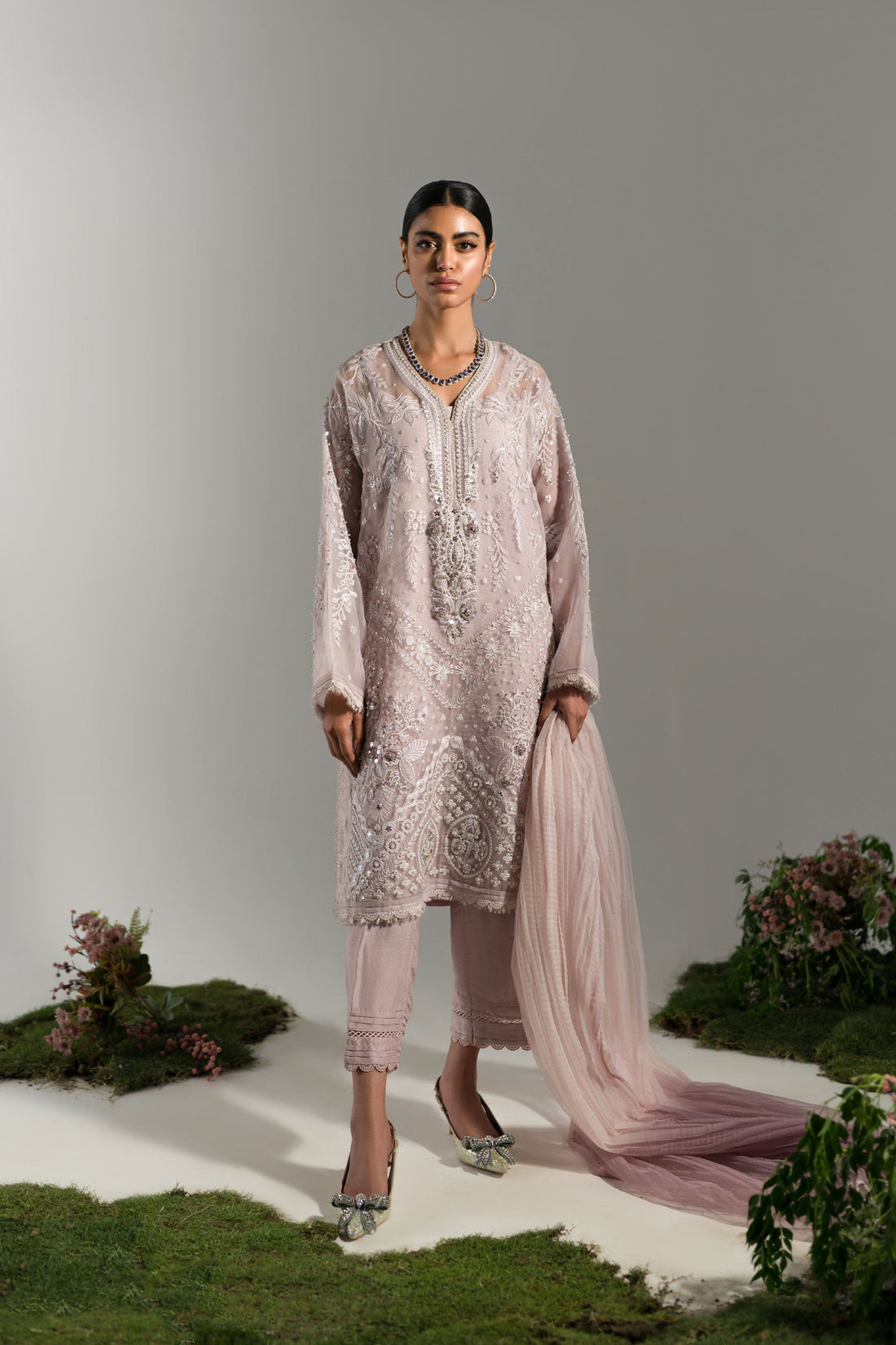Ammara Khan | Lily Luxury Formals 24 | LILAC DUSK EMBROIDERED SET (D-05) by Ammara Khan - Designer Dress - Type: Ladies Clothes - Available at Libayah - 100% Original