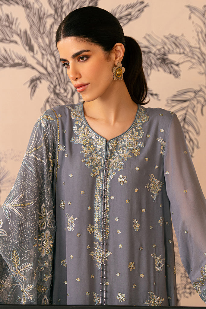Cross Stitch | Luxe Atelier 24 | SMOKE BLUE by Cross Stitch - Designer Dress - Type: Ladies Clothes - Available at Libayah - 100% Original