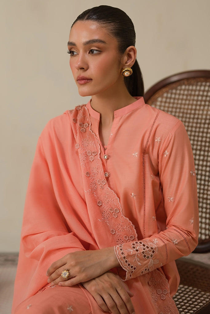 Cross Stitch | Chikankari Lawn 24 | CORAL HAZE by Cross Stitch - Designer Dress - Type: Ladies Clothes - Available at Libayah - 100% Original