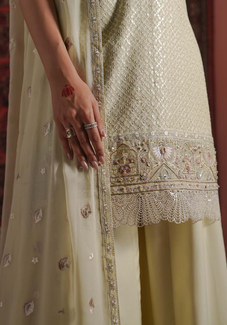 Zarqash | Lakhnawi Festive Chiffon 24 | ZQL 004B HENA by Zarqash - Designer Dress - Type: Ladies Clothes - Available at Libayah - 100% Original