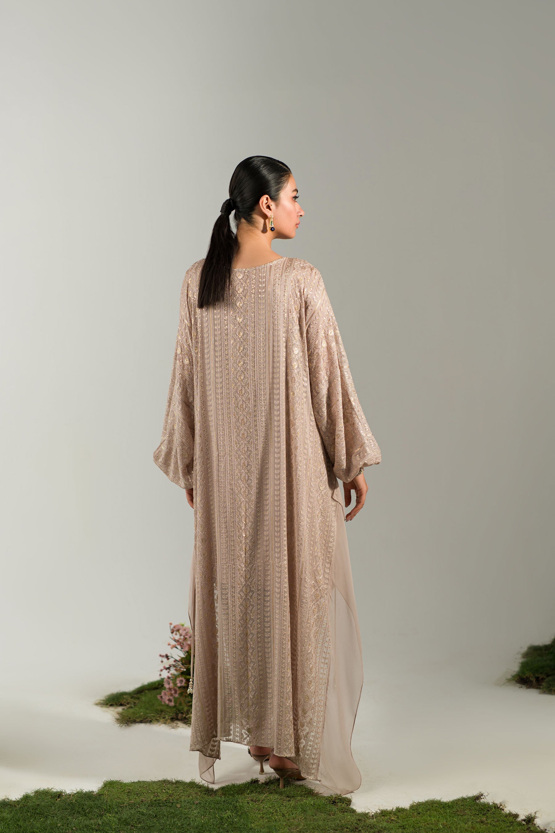 Ammara Khan | Lily Luxury Formals 24 | NUDE ROSE KAFTAN (D-06) by Ammara Khan - Designer Dress - Type: Ladies Clothes - Available at Libayah - 100% Original